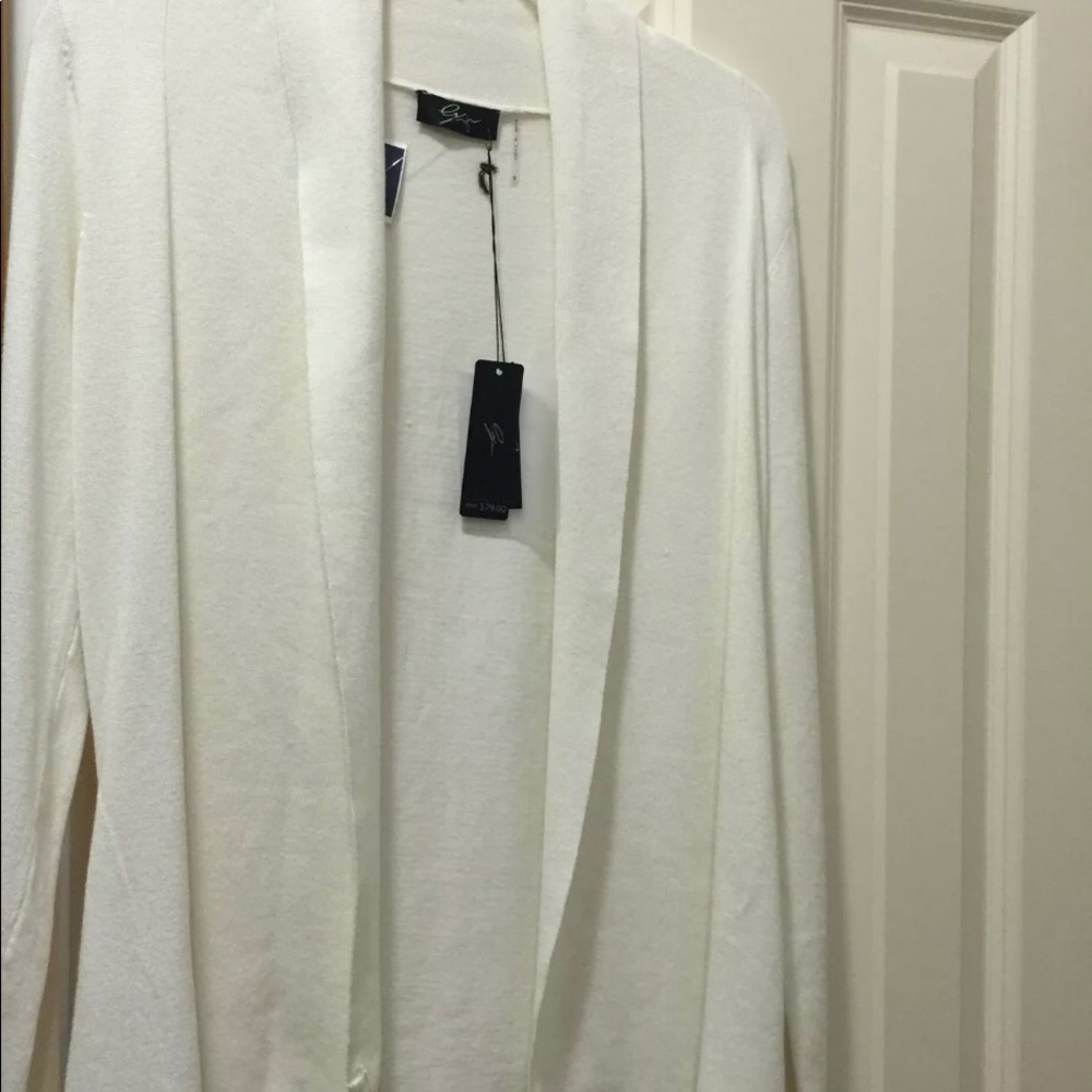 White Shawl Collar Open Front Draped Cardigan